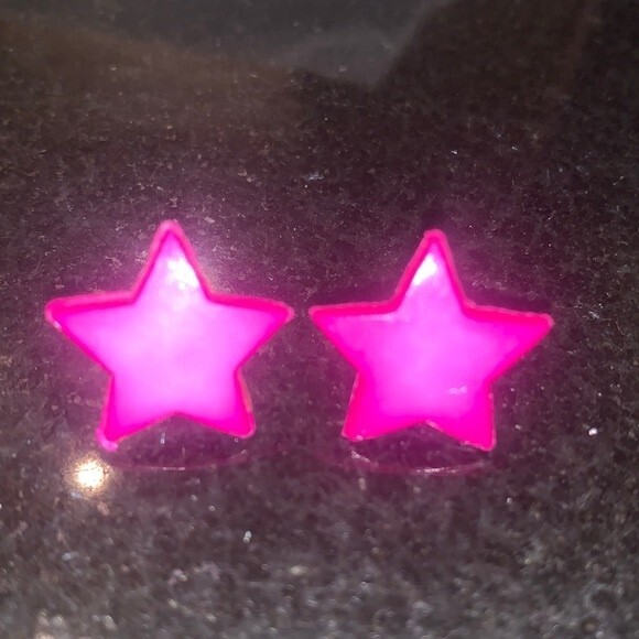 Hot Pink Star Stud Earrings - Picture 1 of 2